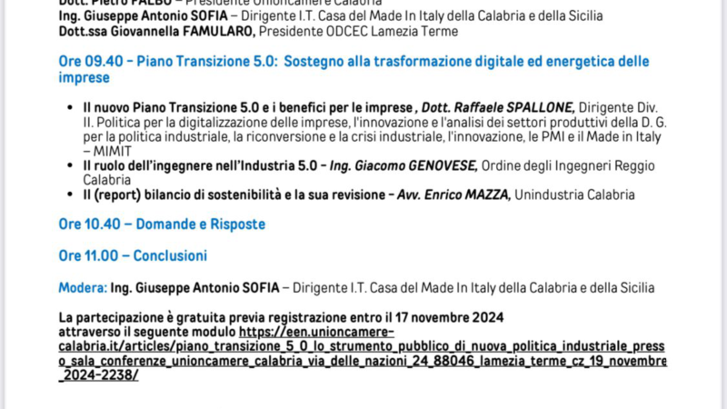 COMUNICATO STAMPA EVENTO 19 NOVEMBRE 2024